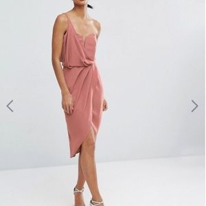 ASOS Asymmetric One Shoulder Wrap Pencil Dress